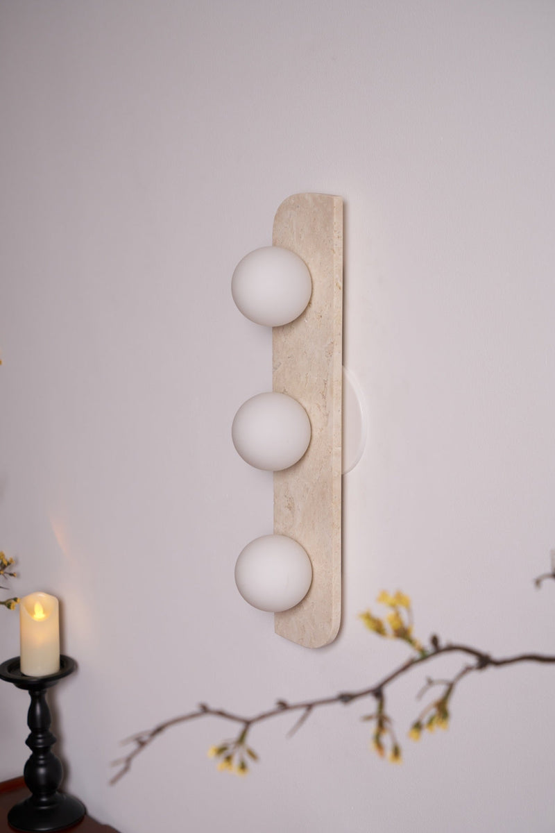 Elysian Travertine Plug-in Wall Light-DWHOME