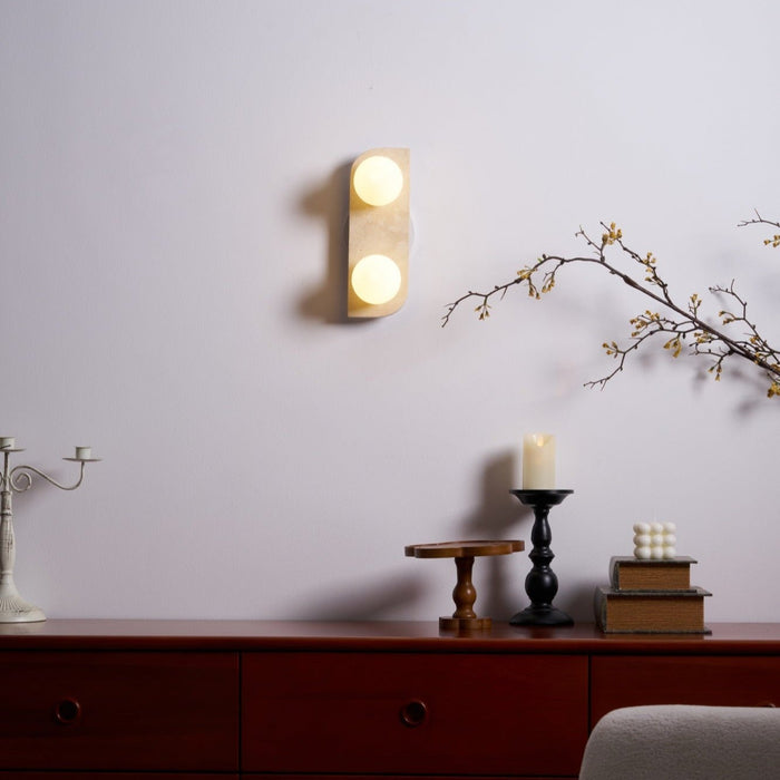 Elysian Travertine Plug-in Wall Light-DWHOME