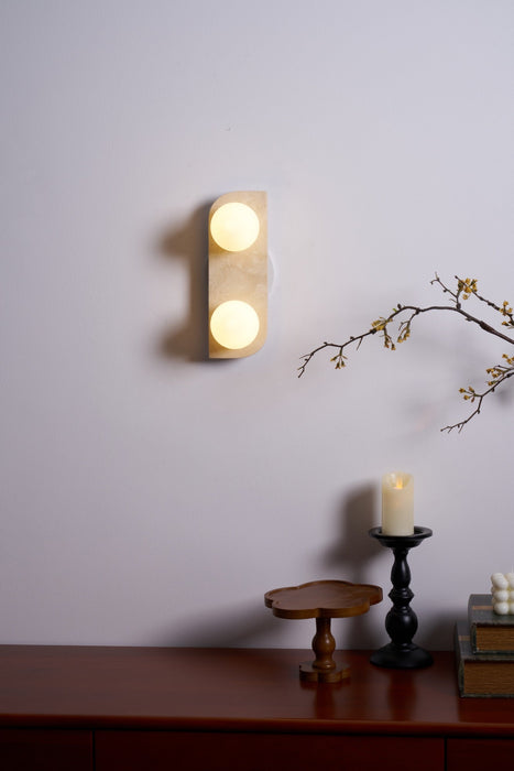 Elysian Travertine Plug-in Wall Light-DWHOME