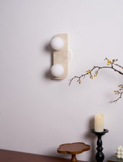Elysian Travertine Plug-in Wall Light-DWHOME