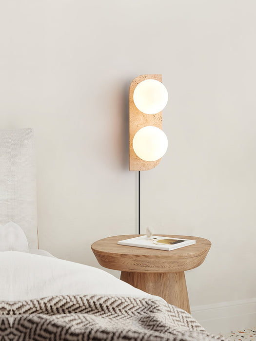 Elysian Travertine Plug-in Wall Light-DWHOME