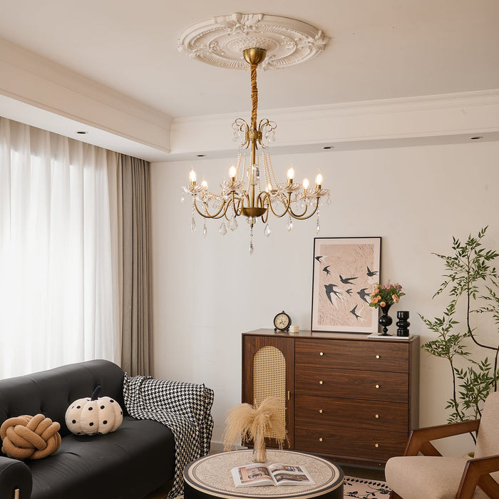 Evaria Crystal Pearl Chandelier-DWHOME