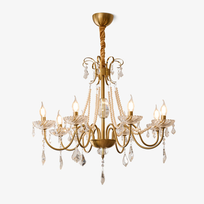 Evaria Crystal Pearl Chandelier-DWHOME