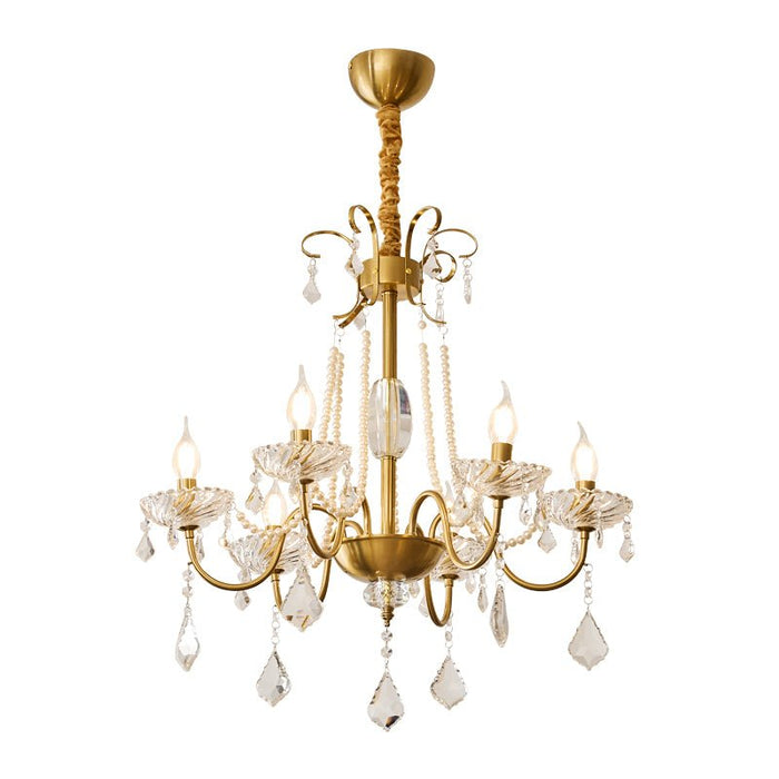 Evaria Crystal Pearl Chandelier-DWHOME