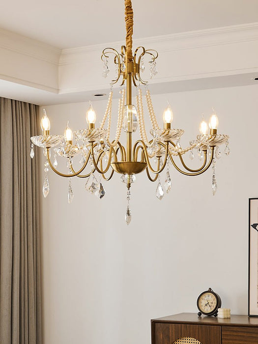 Evaria Crystal Pearl Chandelier-DWHOME