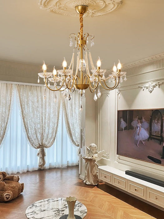 Evaria Crystal Pearl Chandelier-DWHOME