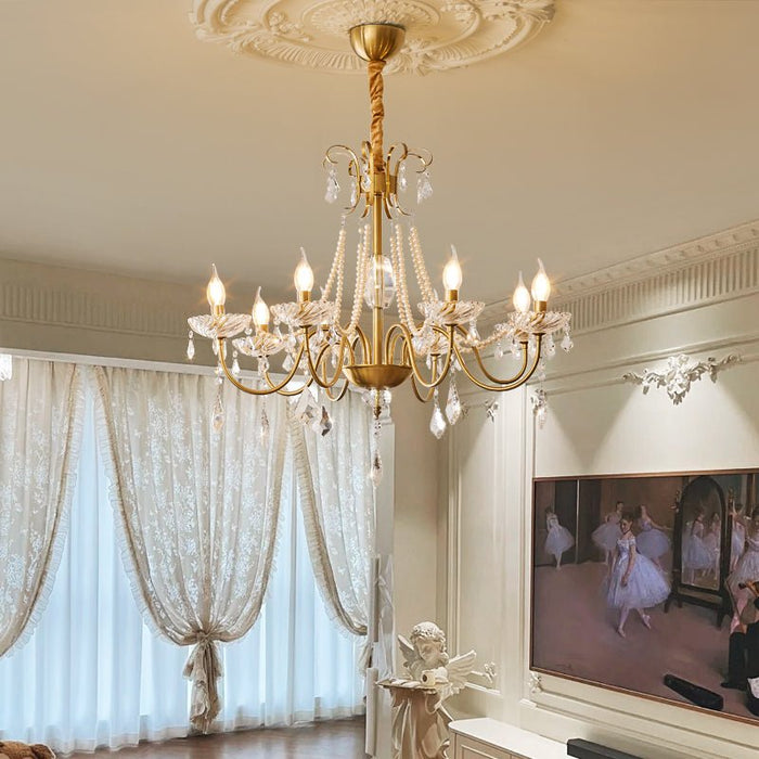Evaria Crystal Pearl Chandelier-DWHOME