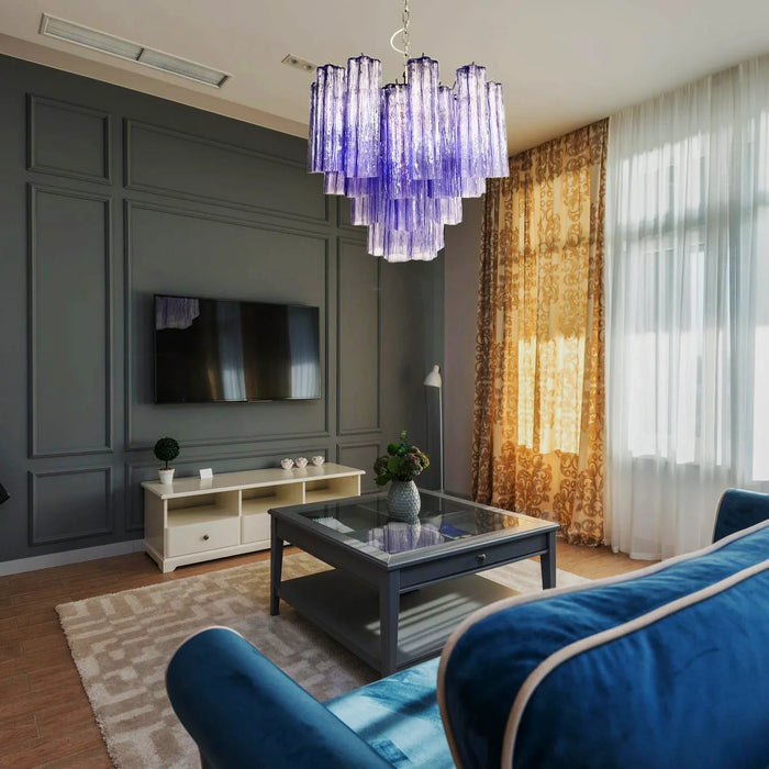 Fantastic Murano Amethyst Glass Tube Chandelier-DWHOME