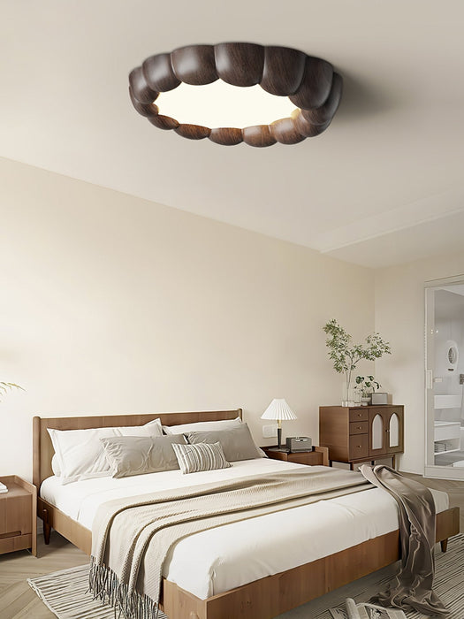 Faux Wood Ripple Ceiling Lamp.