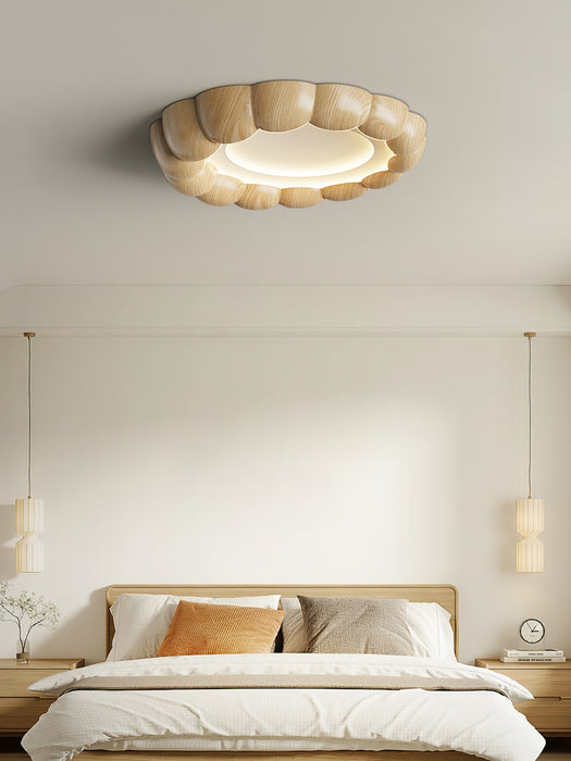 Faux Wood Ripple Ceiling Lamp.