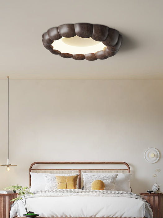 Faux Wood Ripple Ceiling Lamp.