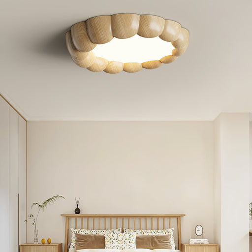 Faux Wood Ripple Ceiling Lamp.