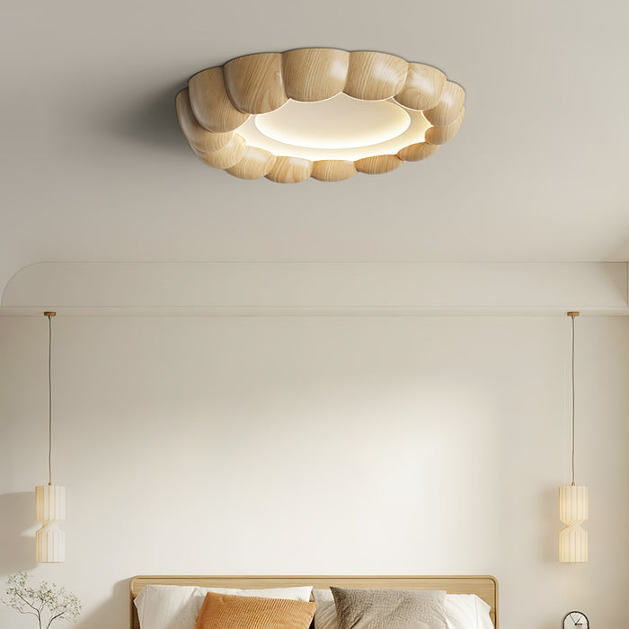 Faux Wood Ripple Ceiling Lamp.