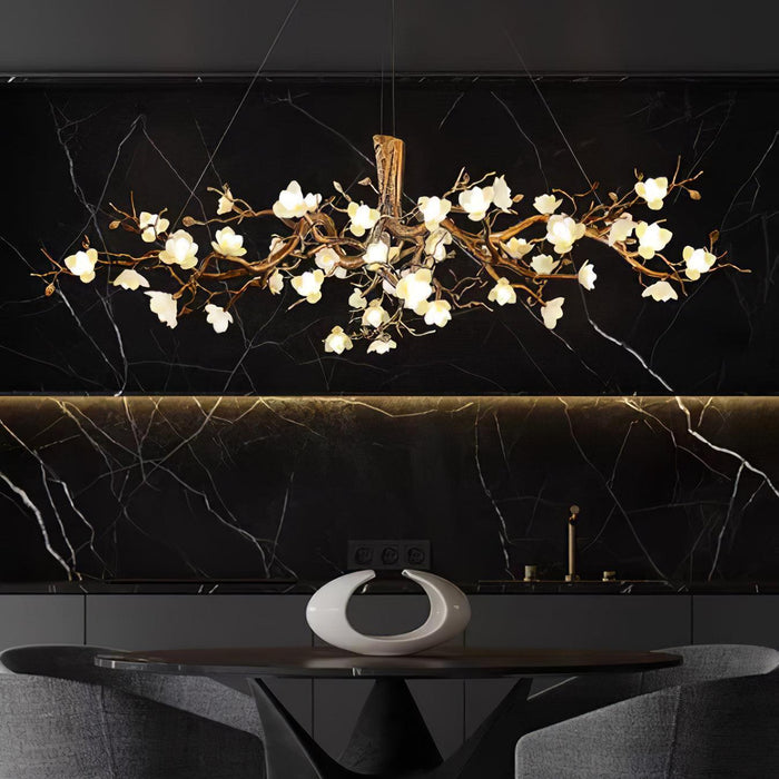 Flower Bloom Branch Brass Chandelier-DWHOME