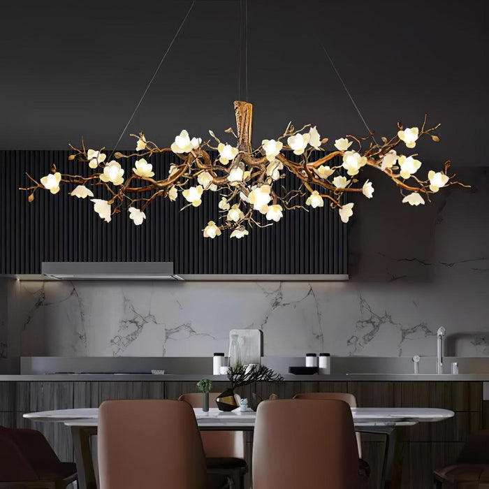 Flower Bloom Branch Brass Chandelier-DWHOME
