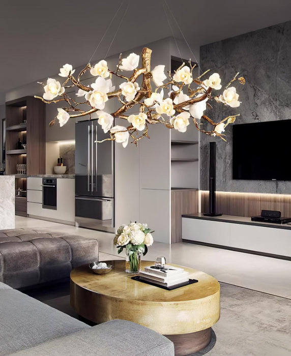 Flower Bloom Branch Brass Chandelier-DWHOME