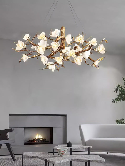 Flower Bloom Branch Brass Chandelier-DWHOME