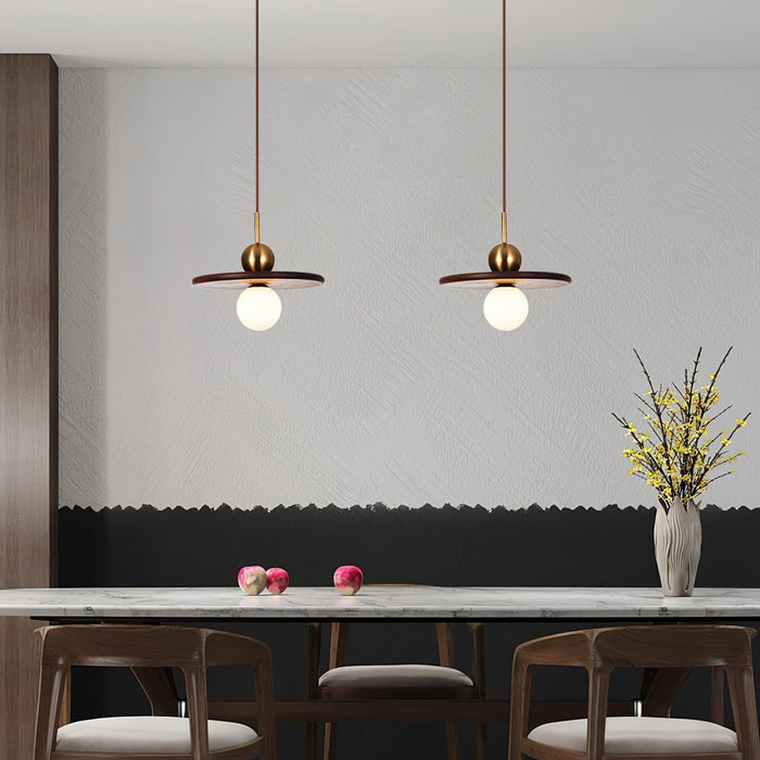 Flying Saucer Walnut Pendant Lamp-DWHOME