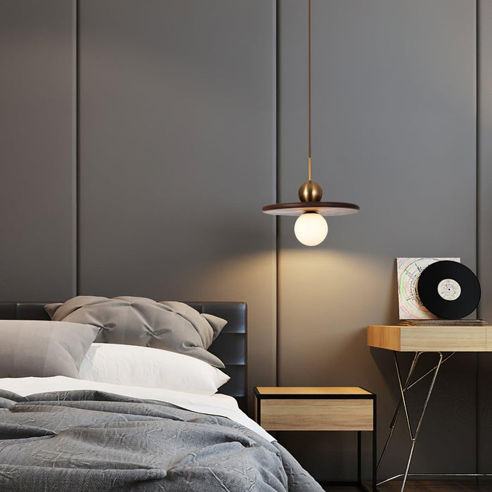 Flying Saucer Walnut Pendant Lamp-DWHOME