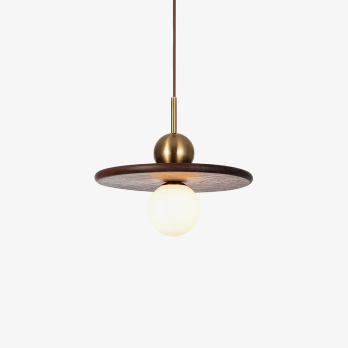 Flying Saucer Walnut Pendant Lamp.