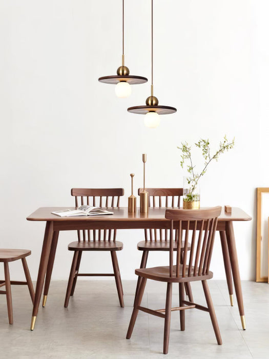 Flying Saucer Walnut Pendant Lamp.