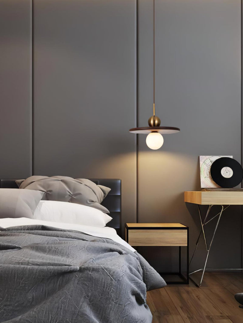 Flying Saucer Walnut Pendant Lamp-DWHOME