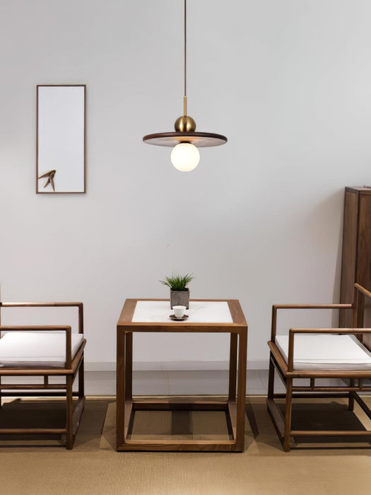 Flying Saucer Walnut Pendant Lamp-DWHOME