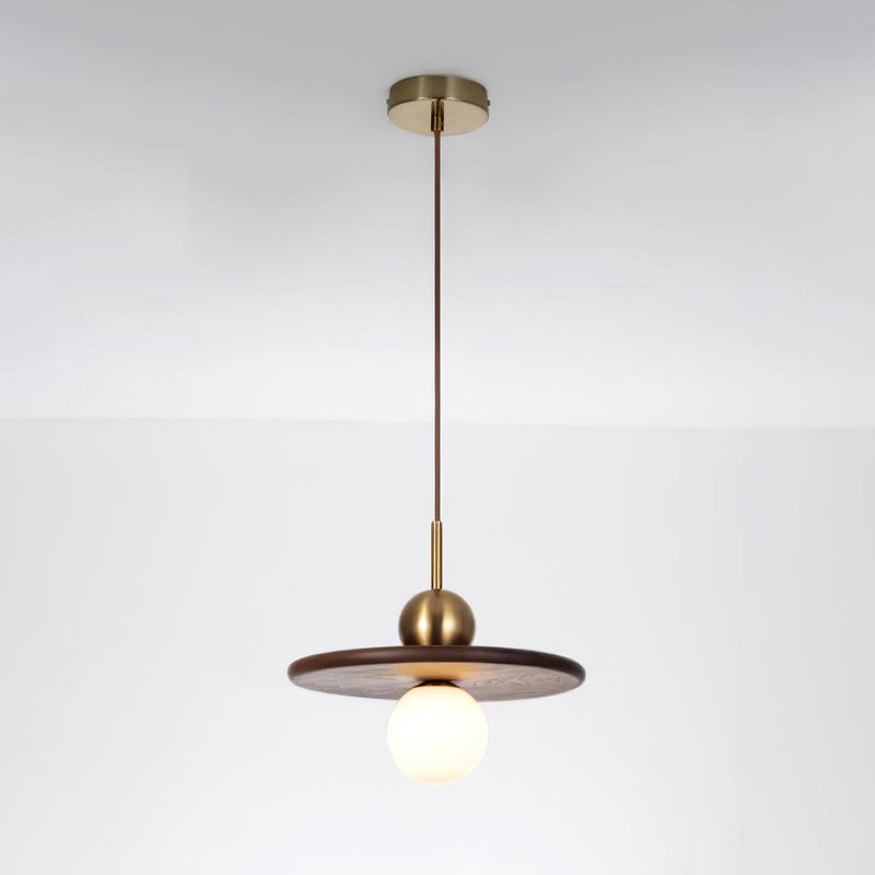 Flying Saucer Walnut Pendant Lamp-DWHOME