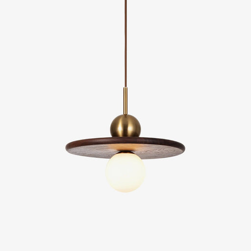 Flying Saucer Walnut Pendant Lamp.