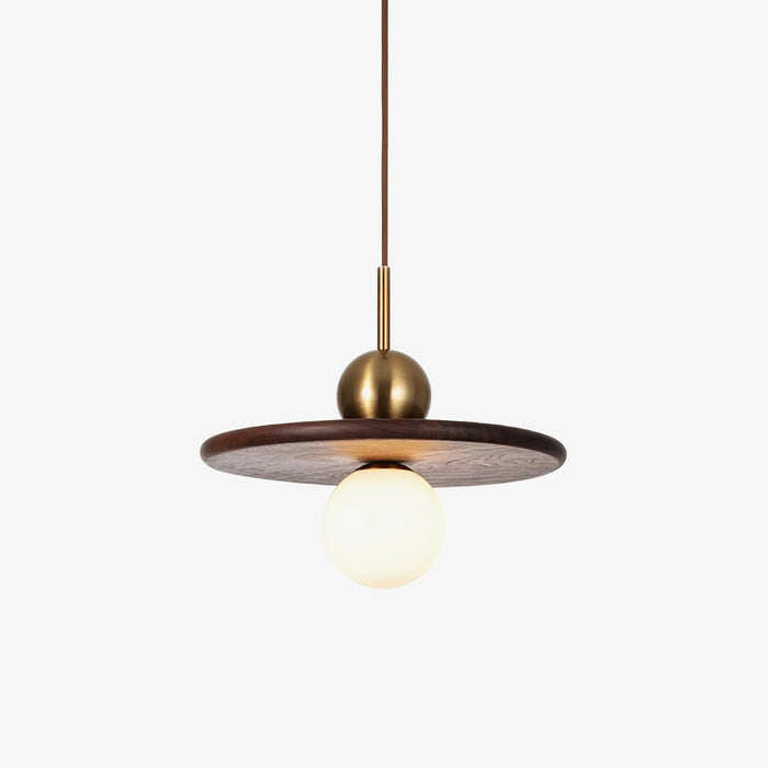 Flying Saucer Walnut Pendant Lamp.