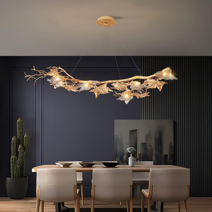 Folio Branch Brass Chandelier.