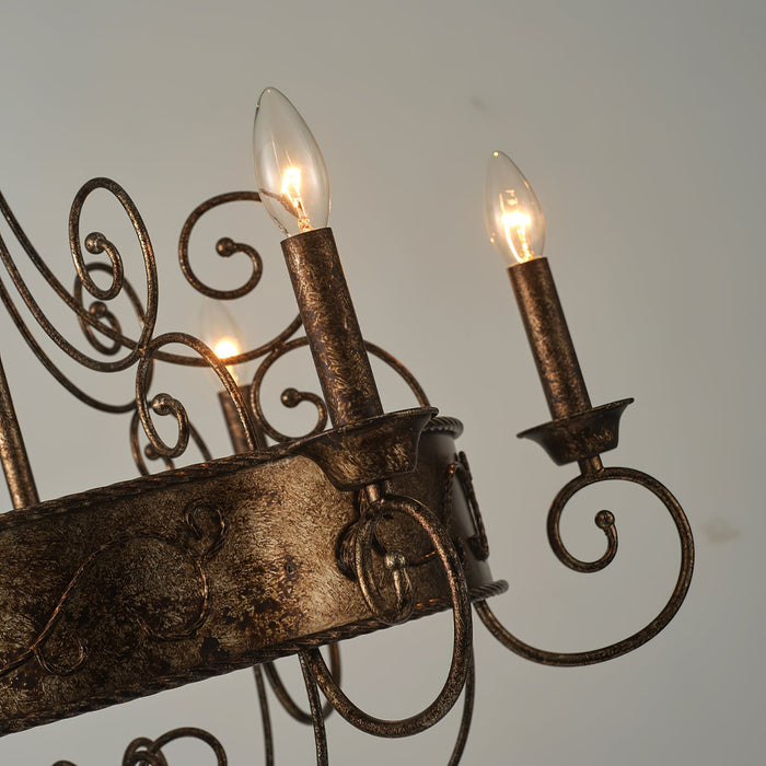 Franklin Rust Candlestick Chandelier-DWHOME