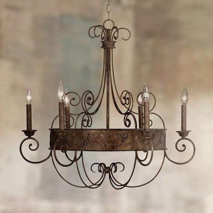 Franklin Rust Candlestick Chandelier-DWHOME