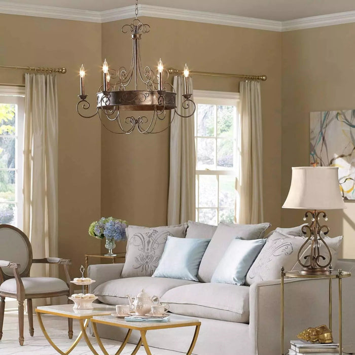 Franklin Rust Candlestick Chandelier-DWHOME
