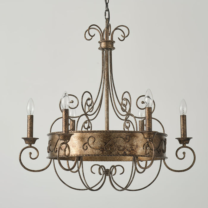 Franklin Rust Candlestick Chandelier-DWHOME