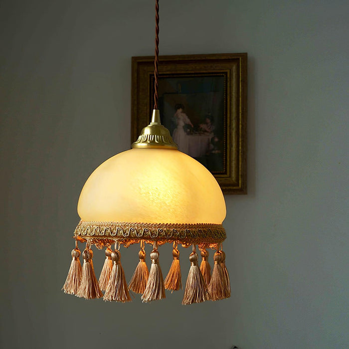 French Tassels Brass Pendant Light.