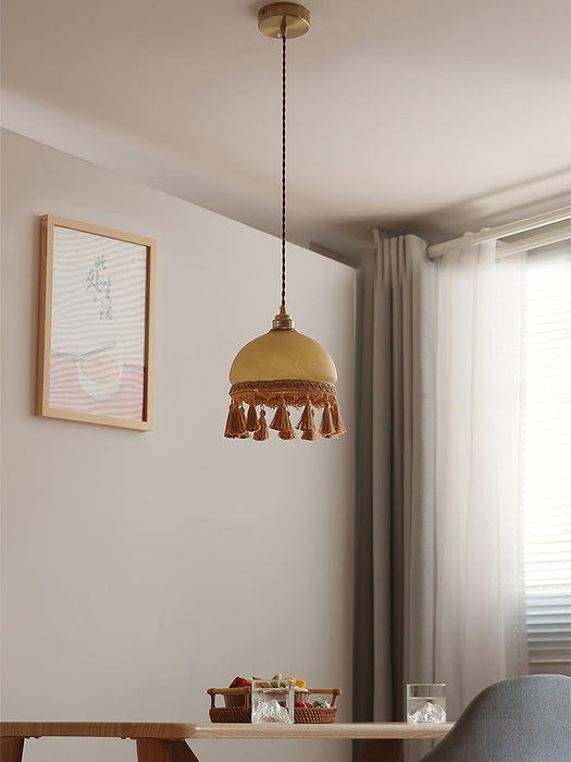 French Tassels Brass Pendant Light.