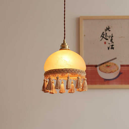 French Tassels Brass Pendant Light.