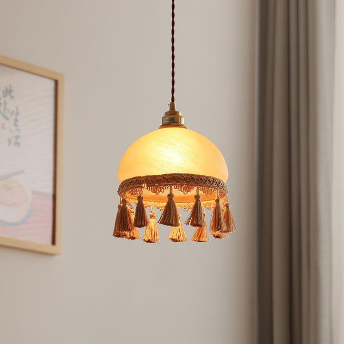 French Tassels Brass Pendant Light.