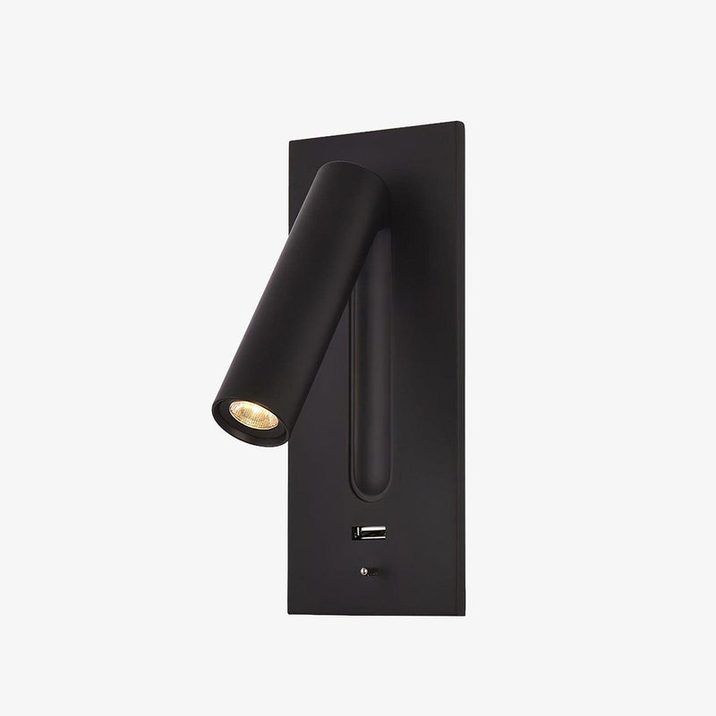 Black Bedside USB Wall Light-DWHOME
