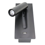 Black Bedside USB Wall Light-DWHOME