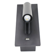 Black Bedside USB Wall Light-DWHOME