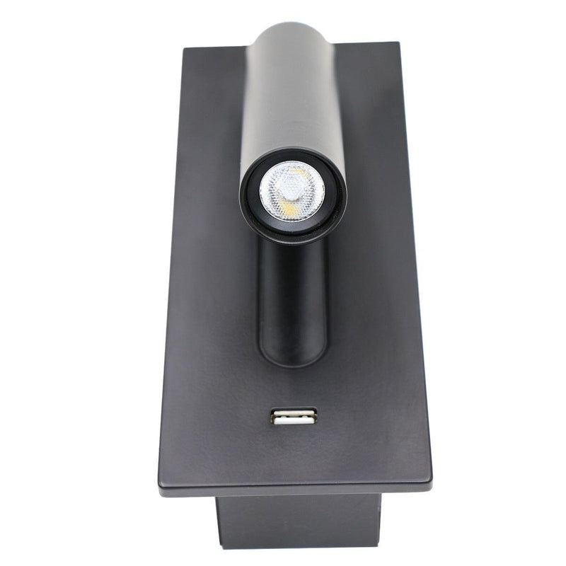 Black Bedside USB Wall Light-DWHOME