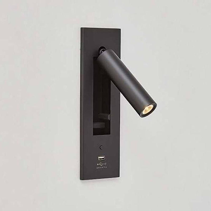Black Bedside USB Wall Light-DWHOME