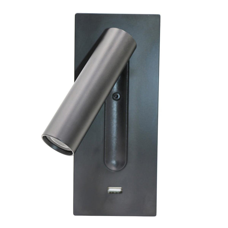 Black Bedside USB Wall Light-DWHOME
