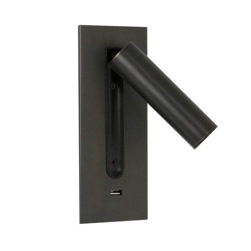Black Bedside USB Wall Light-DWHOME