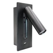 Black Bedside USB Wall Light-DWHOME
