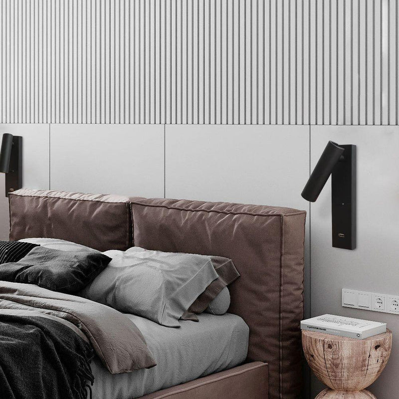 Black Bedside USB Wall Light-DWHOME
