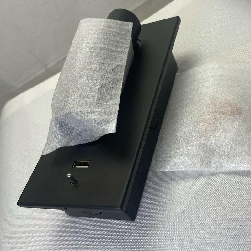 Black Bedside USB Wall Light-DWHOME