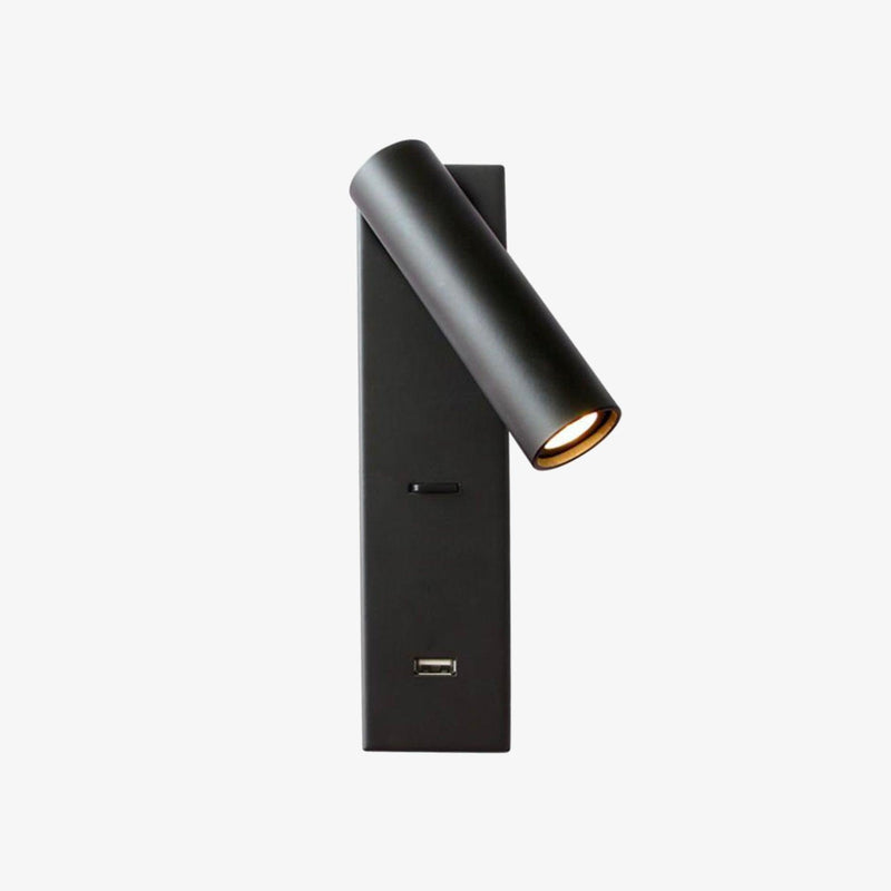 Black Bedside USB Wall Light-DWHOME